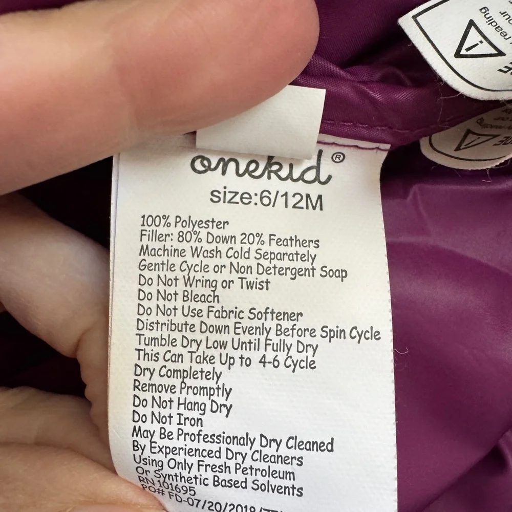 Onekid CAR SEAT SAFETY INFANT ROAD COAT® SNOW SUIT - PLUM 6-12 Months Down Fill